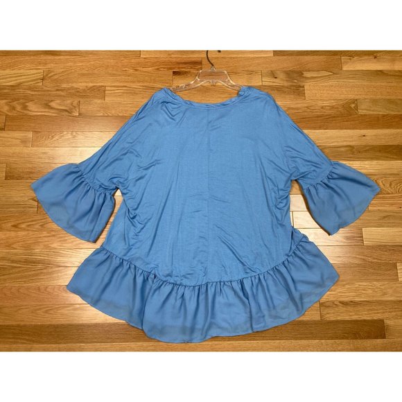 *New Roamans Peplum Short Sleeve Top Womens Plus 18/20 Blue 3/4 Bell Sleeves NWT - Picture 5 of 6